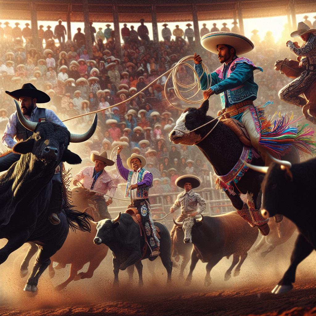 Mexican rodeo event action.