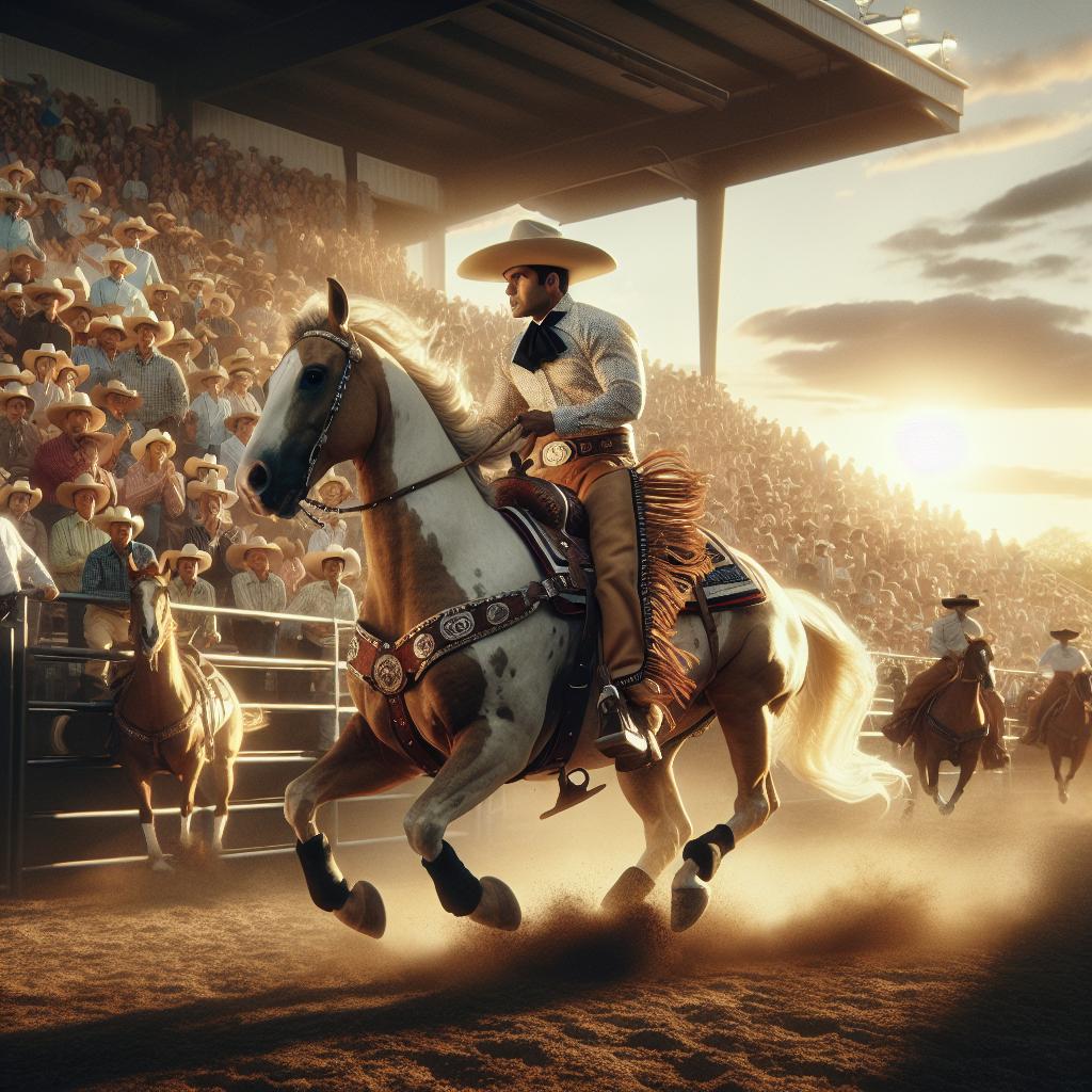Traditional charro rodeo event.