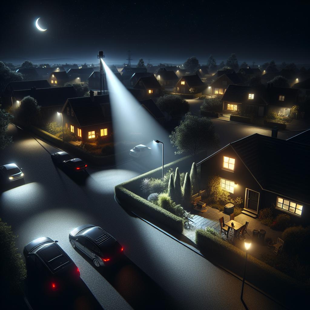 Nighttime neighborhood search illustration.