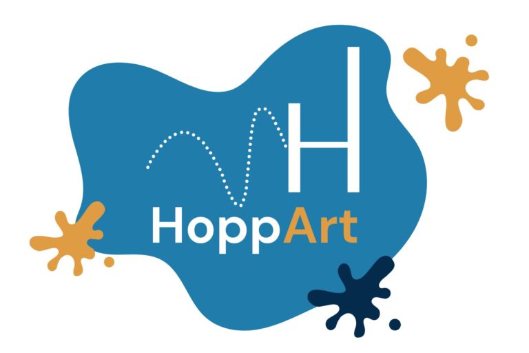 HoppArt Logo On White lt Blu White 768x512