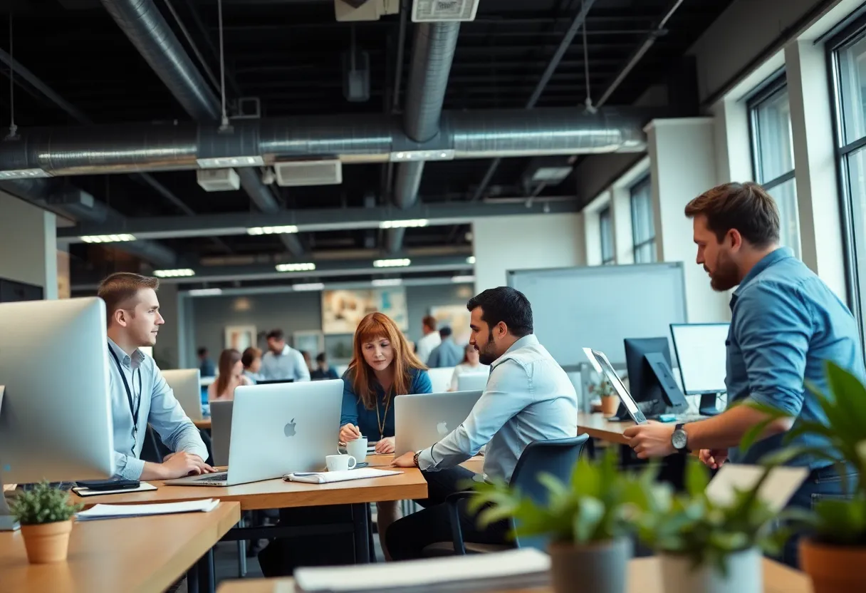 Employees working at JPMorgan Chase office in San Antonio
