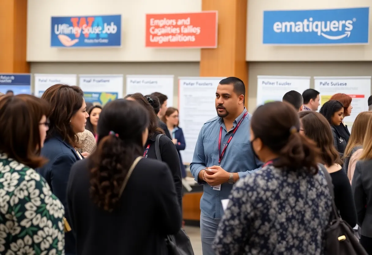 Career fair event at Lackland Air Force Base for military spouses.