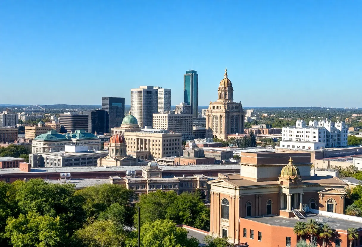 Skyline of San Antonio with municipal buildings