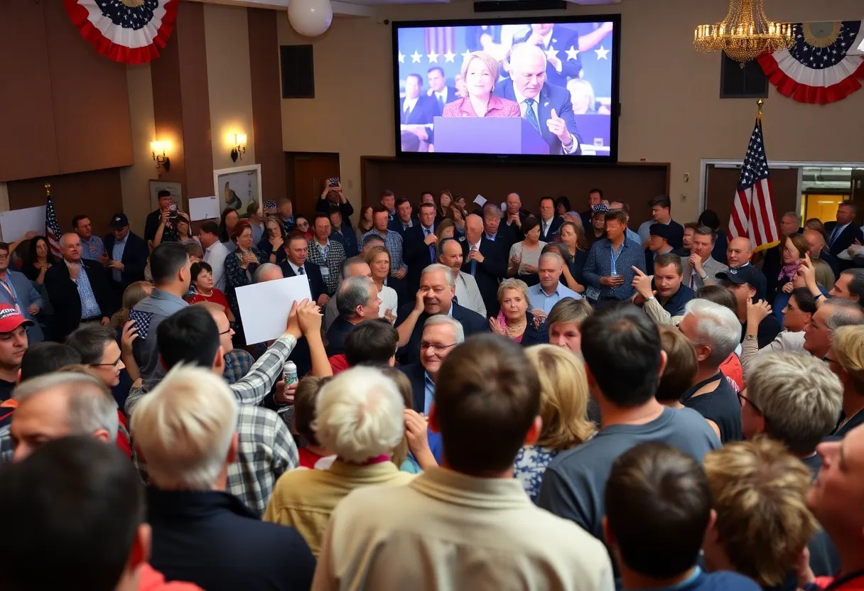 Community members celebrating at San Antonio watch party for presidential inauguration