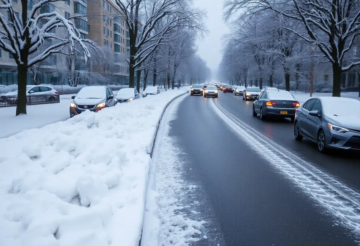 Snow-covered streets in San Antonio during winter storm