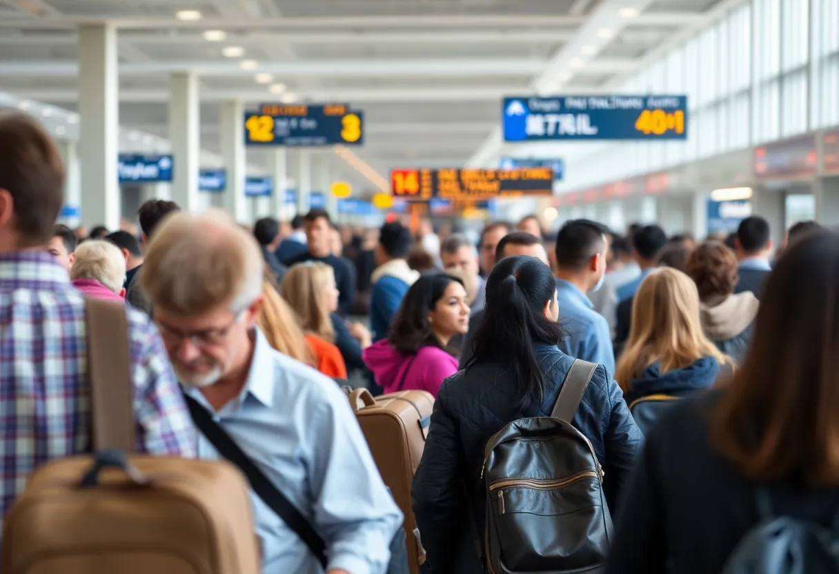 Travelers at the airport wearing different clothing styles