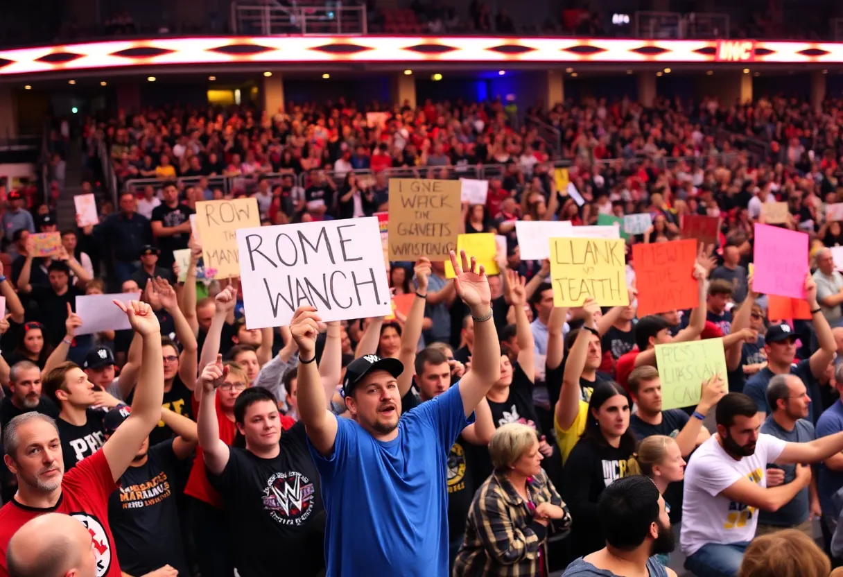 Crowd at WWE event in Frost Bank Center, San Antonio