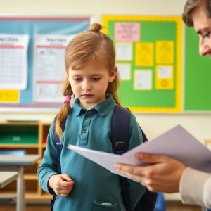 Parent reviewing vaccination records at school