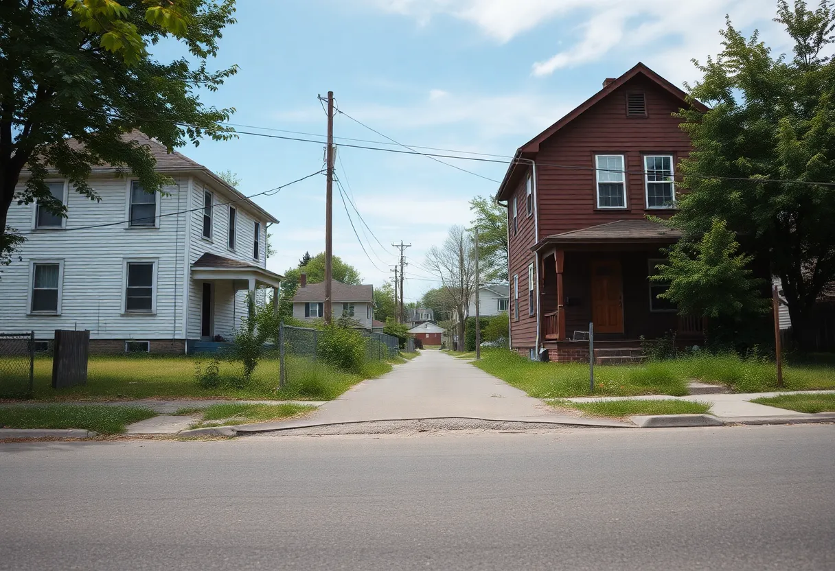 Neglected houses on East Baylor Street, San Antonio.