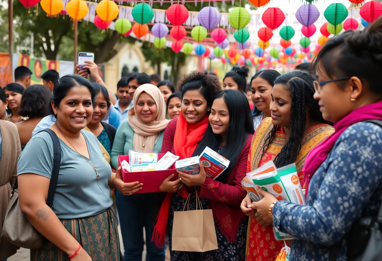 Community members donating menstrual supplies at Periodpalooza