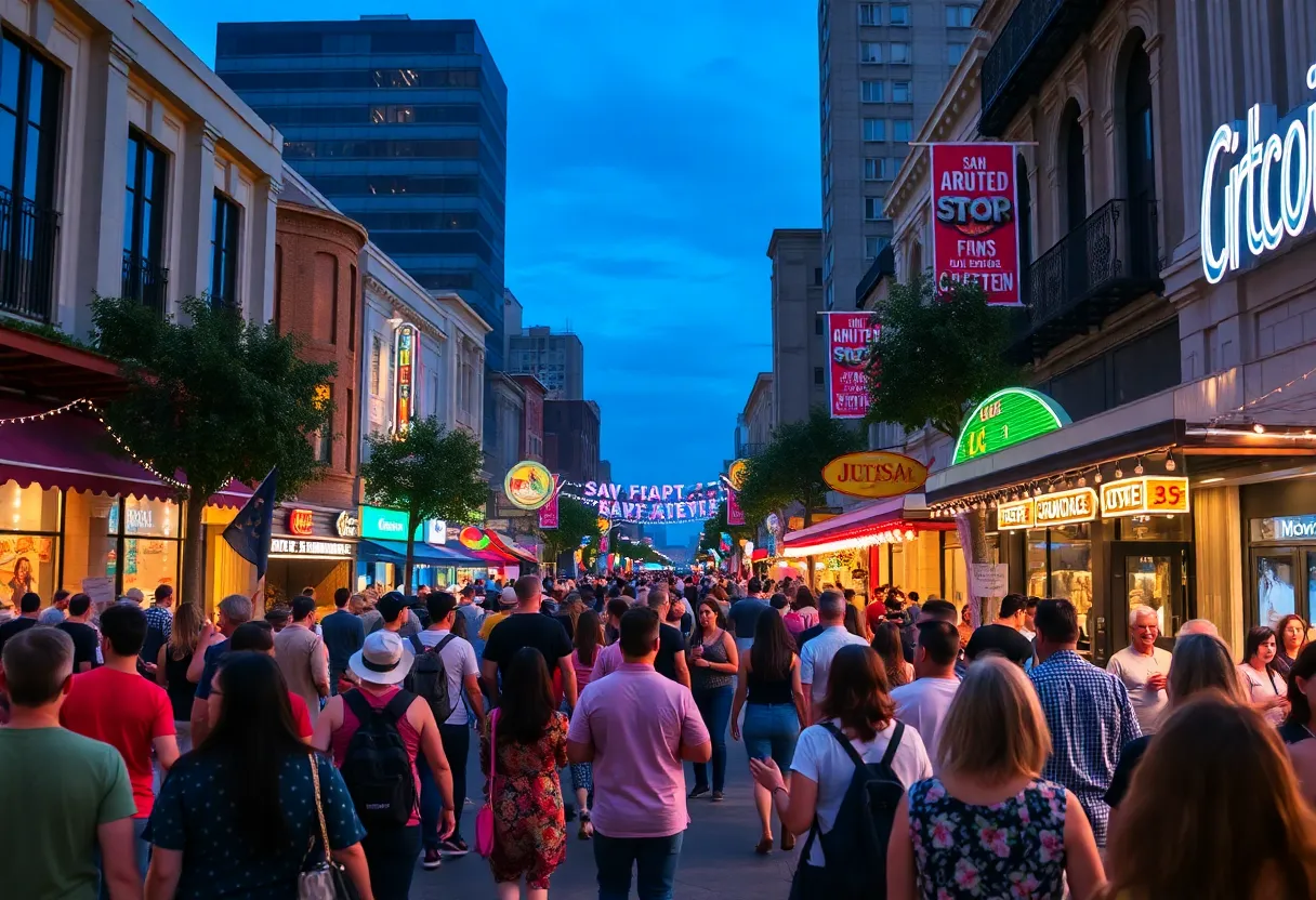 Crowd enjoying live events in San Antonio