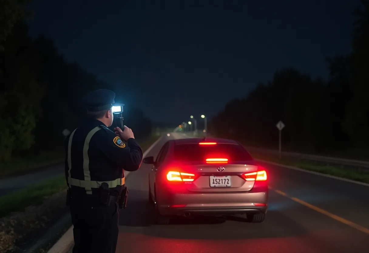 Police conducting a traffic stop at night in San Antonio