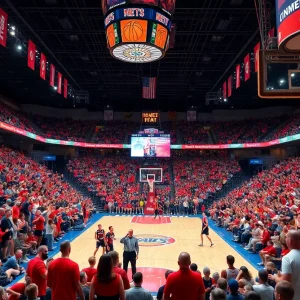 Tulane Women's Basketball players competing in a game at the arena.