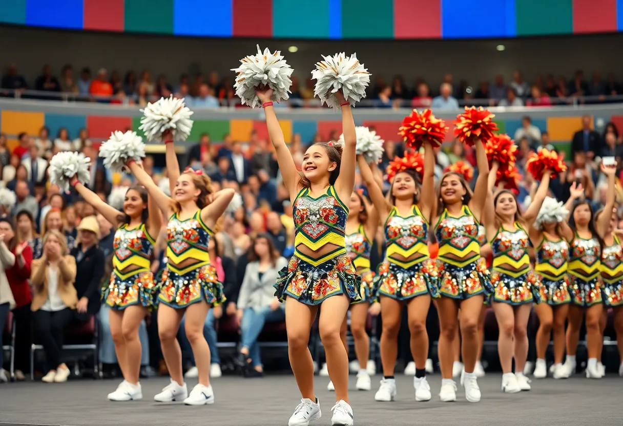 Dallas Cowboys Cheerleaders performing on stage