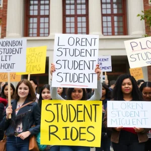 Protesters advocating for international student rights at the University of Minnesota