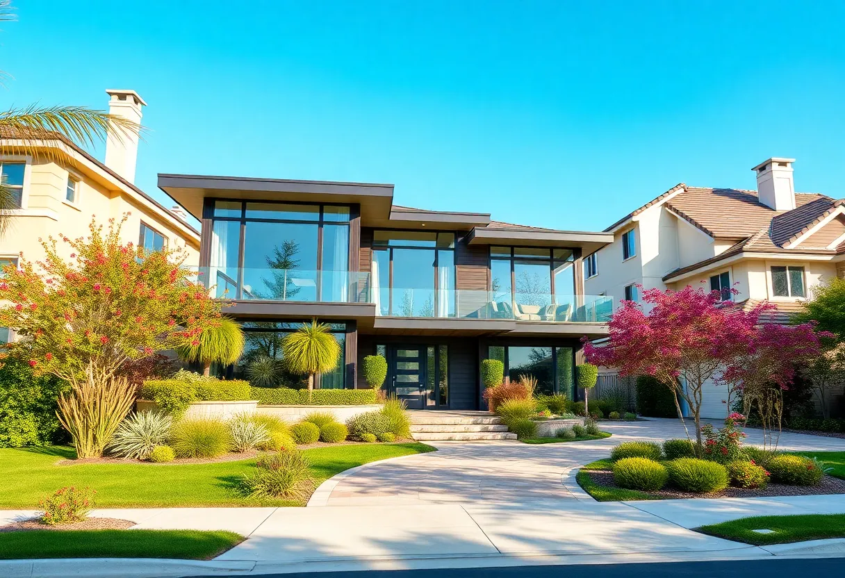 Exterior view of a luxurious home in San Antonio's Cantera Hills neighborhood.