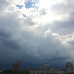 Combination of stormy and sunny weather over San Antonio