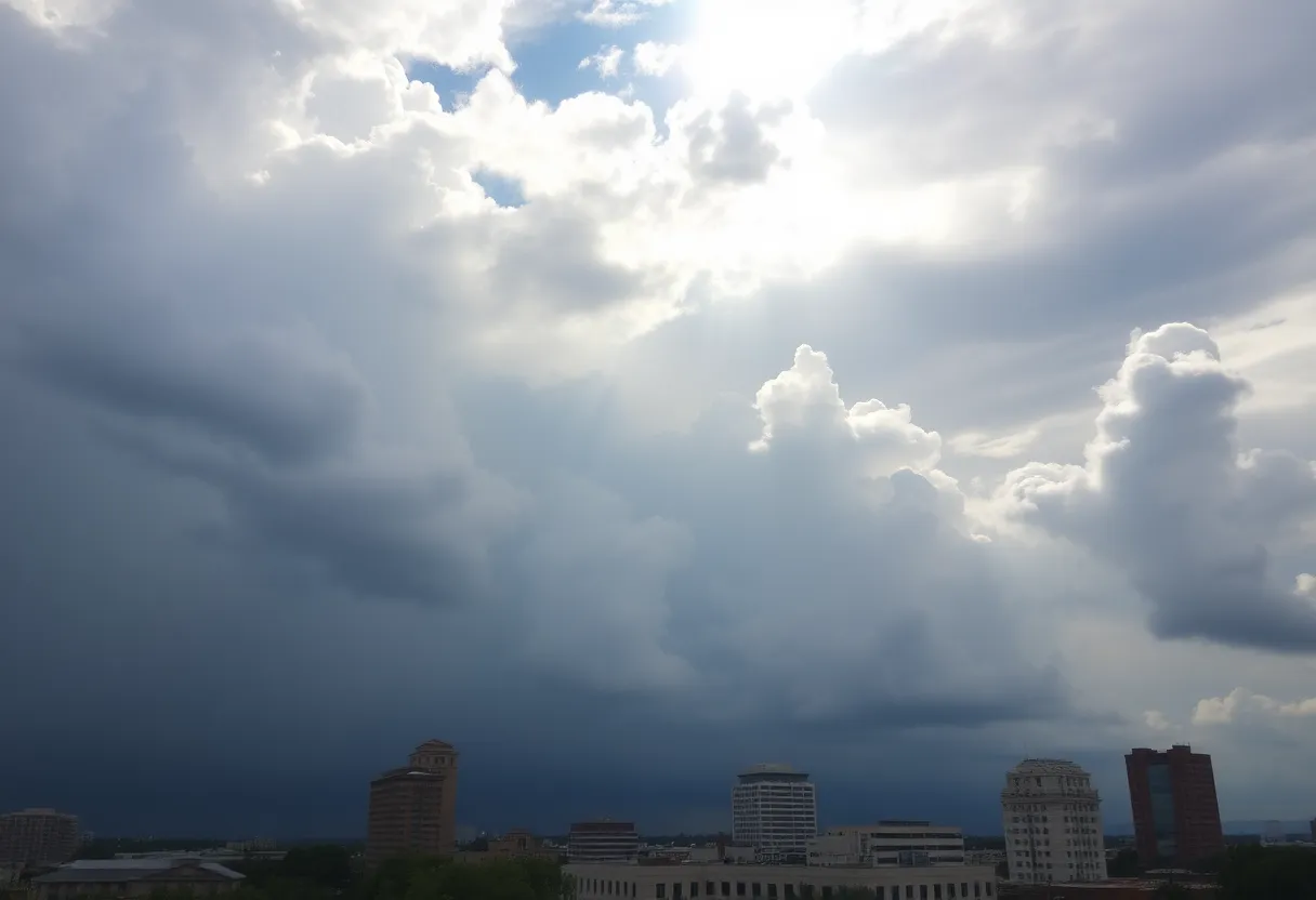 Combination of stormy and sunny weather over San Antonio