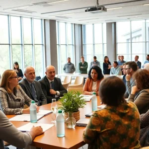 Local leaders and community figures at a planning meeting