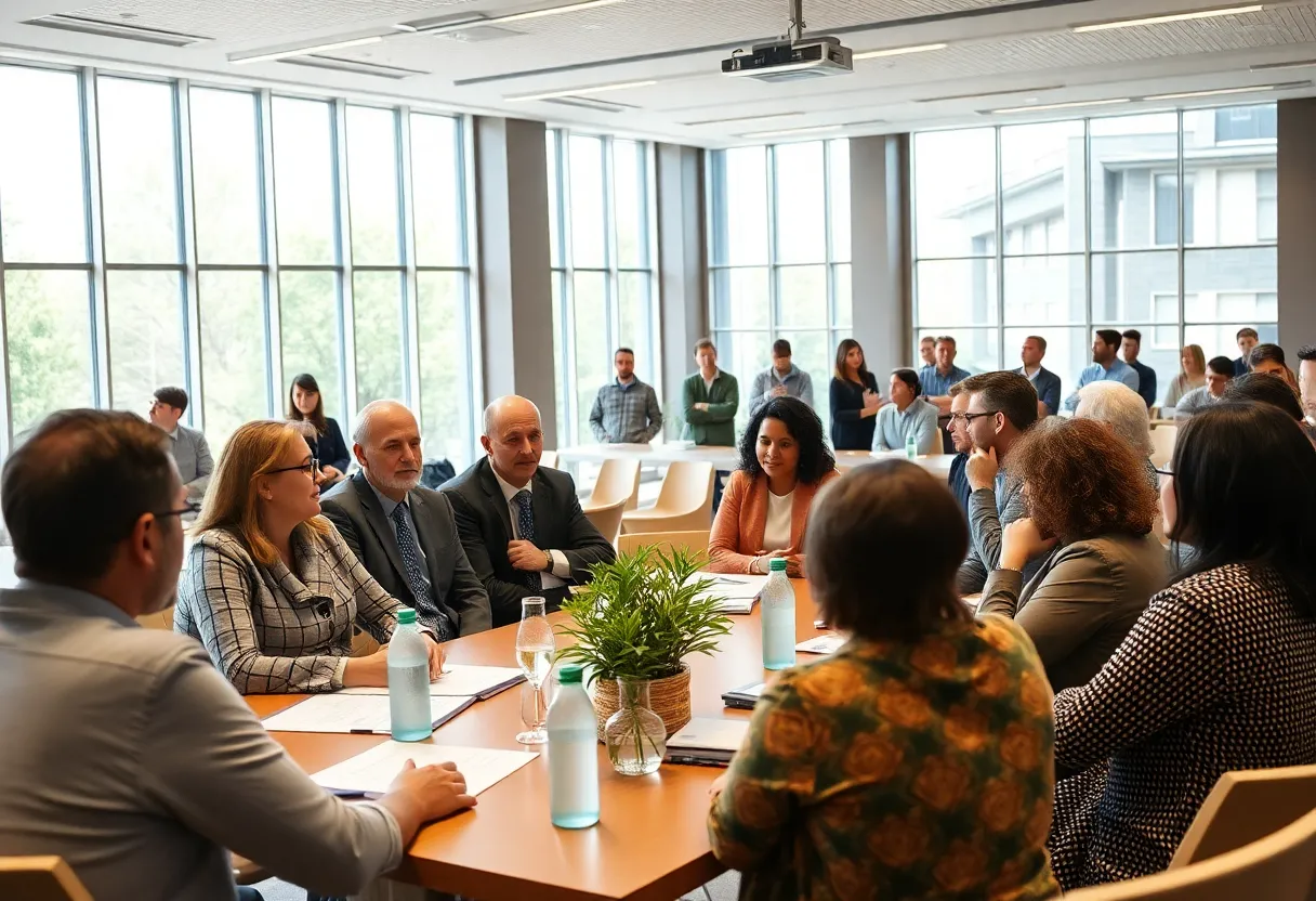 Local leaders and community figures at a planning meeting