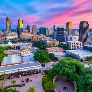 Cityscape of the Austin-San Antonio mega-metro area showcasing rapid urban development.