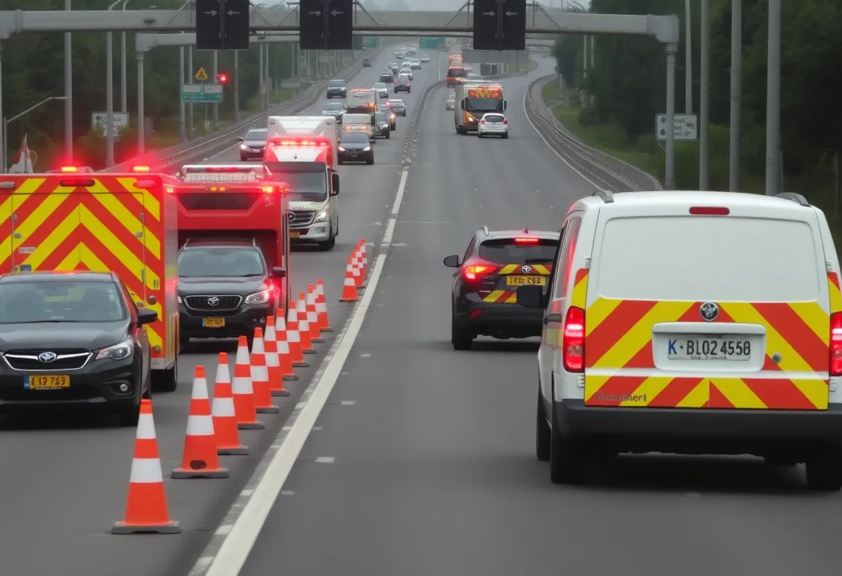 Emergency vehicles responding to a car accident on Loop 410