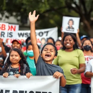 San Antonio community gathering celebrating the safe return of a missing girl
