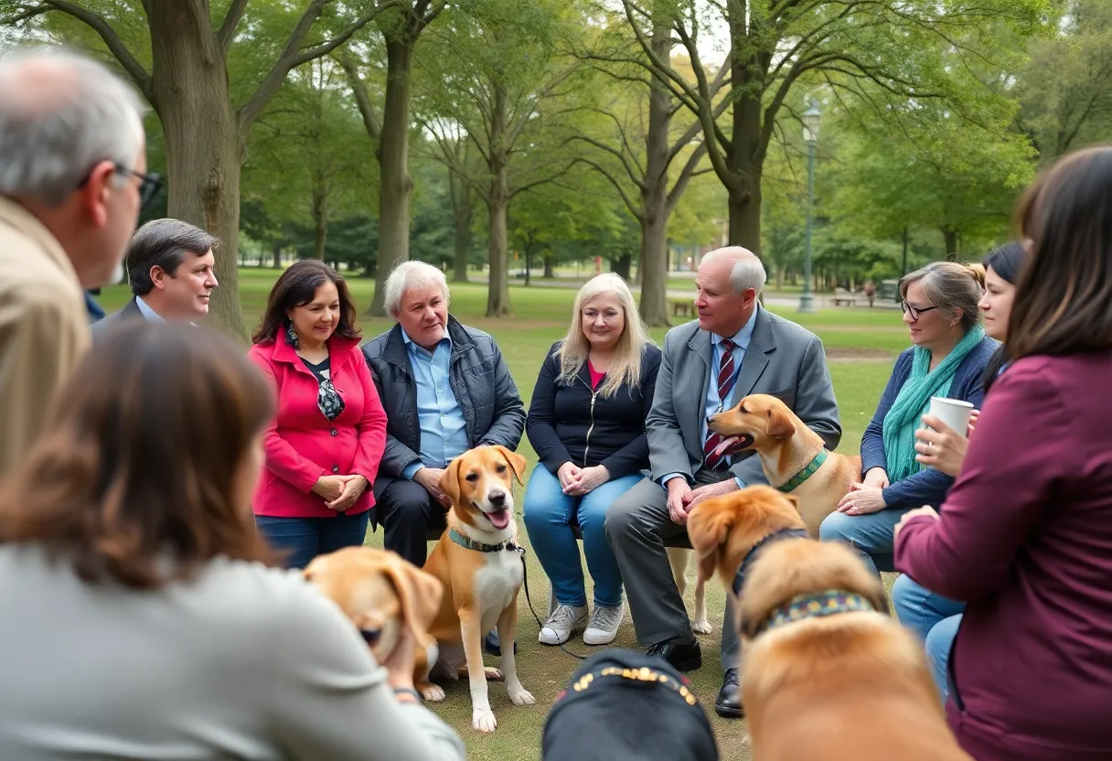 Community members discussing draft dog laws in San Antonio