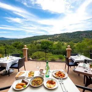 Outdoor dining experience at JW Marriott Hill Country Resort showcasing various cuisines.