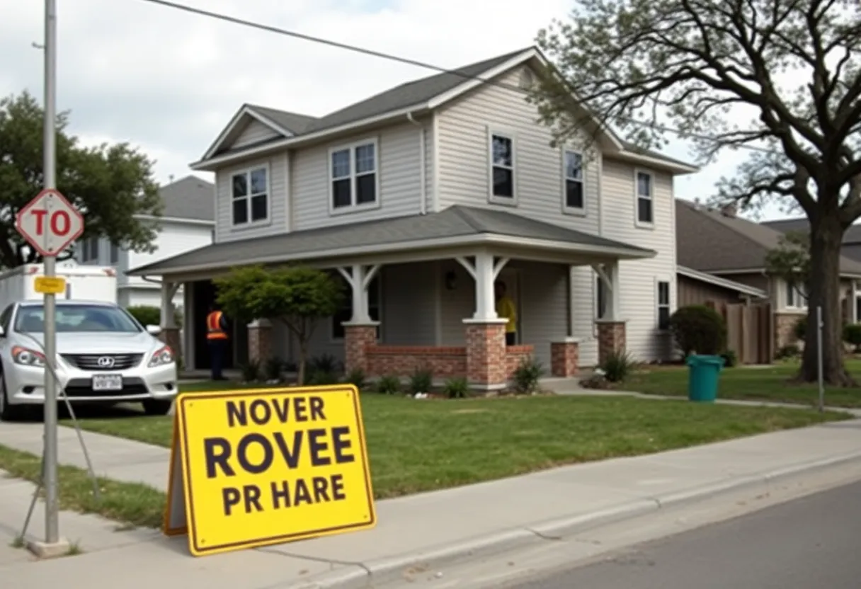 Corner house with construction around the driveway in San Antonio