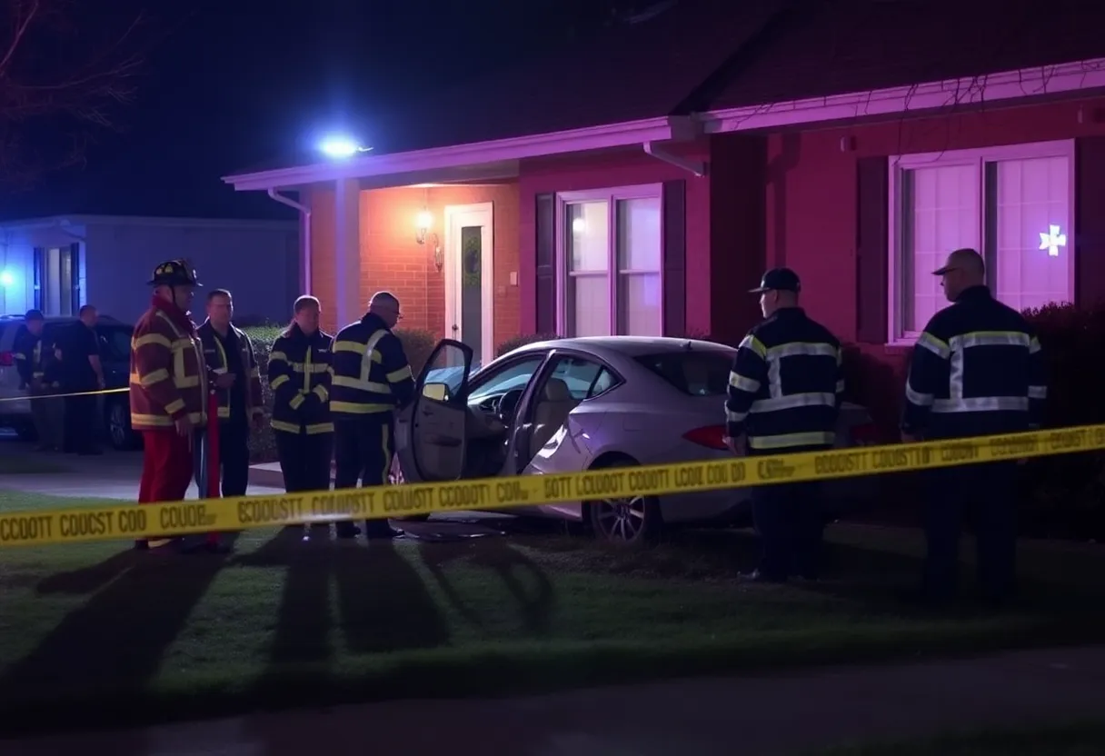 Car crashed into a house with emergency responders present
