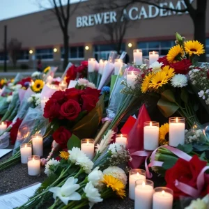 Memorial for a student shooting victim outside Brewer Academy