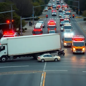 Scene of multi-vehicle crash in San Antonio with emergency responders
