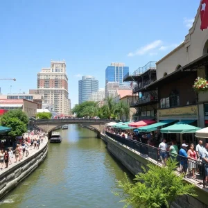 Crowds enjoying the NCAA Men's Final Four and Valero Texas Open in San Antonio