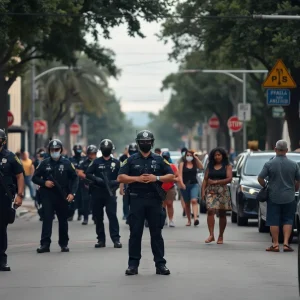 San Antonio street with police presence after recent homicides.