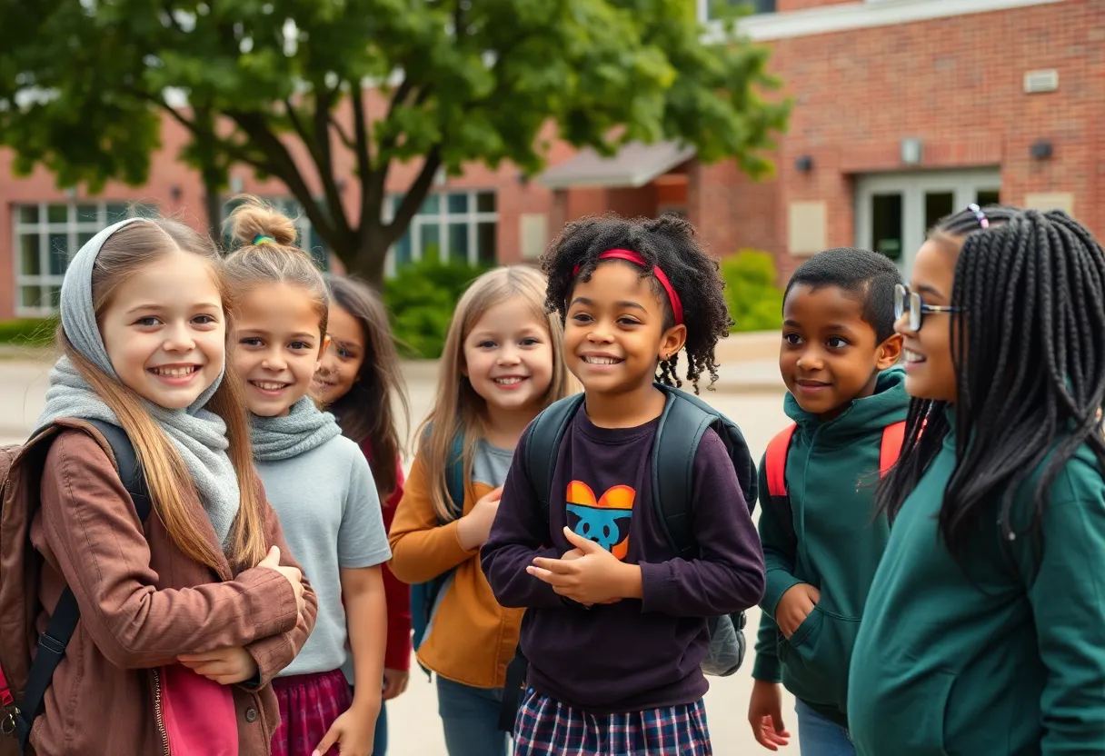 Students supporting each other in a school setting