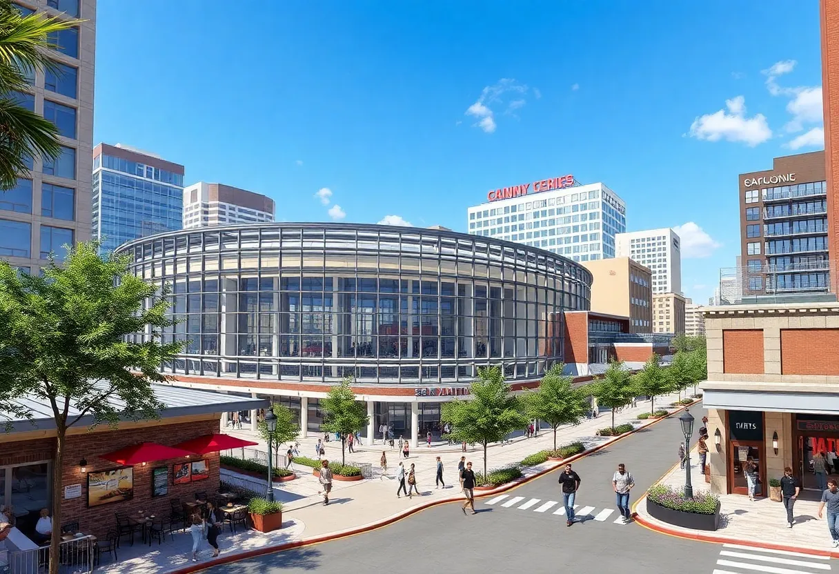 Rendering of the new San Antonio Spurs arena and entertainment district