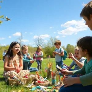 Families participating in the Sun-Day program at Trueheart Ranch Nature Park in San Antonio
