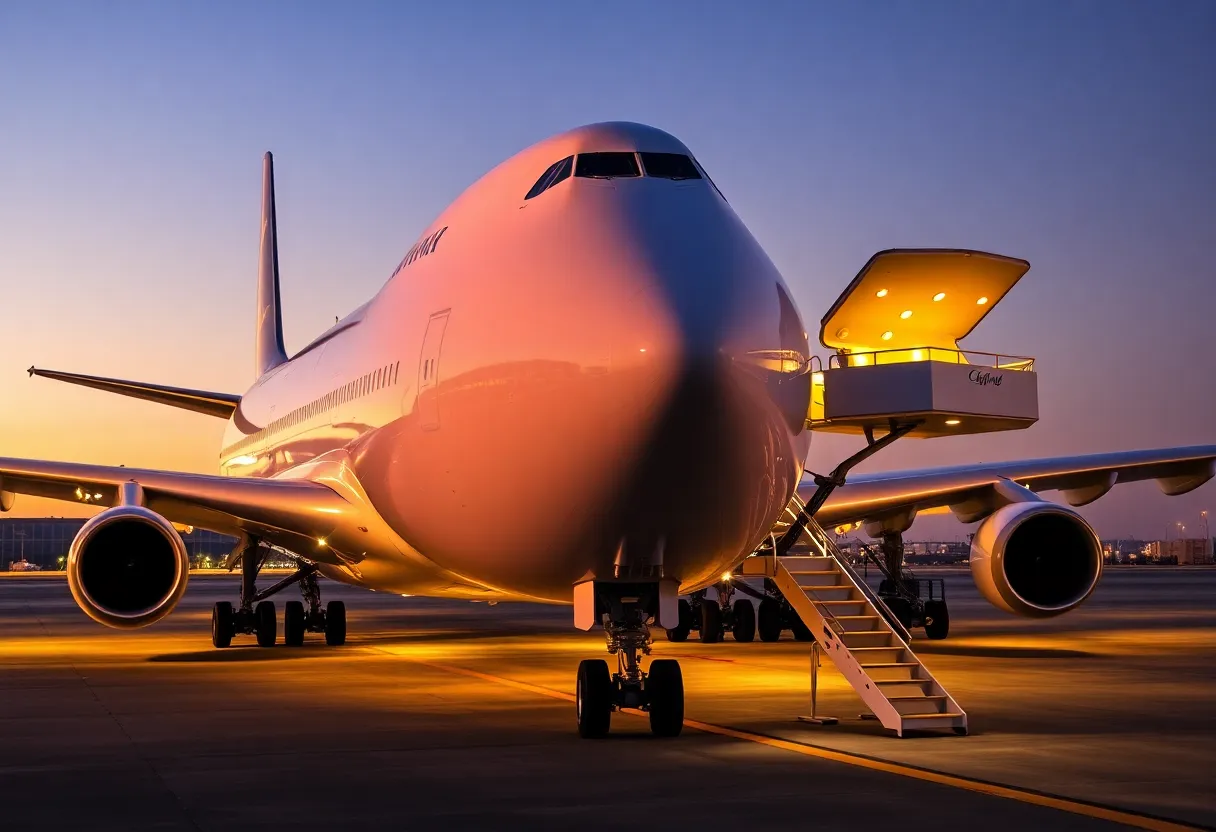 Boeing 747-8 aircraft at an airport