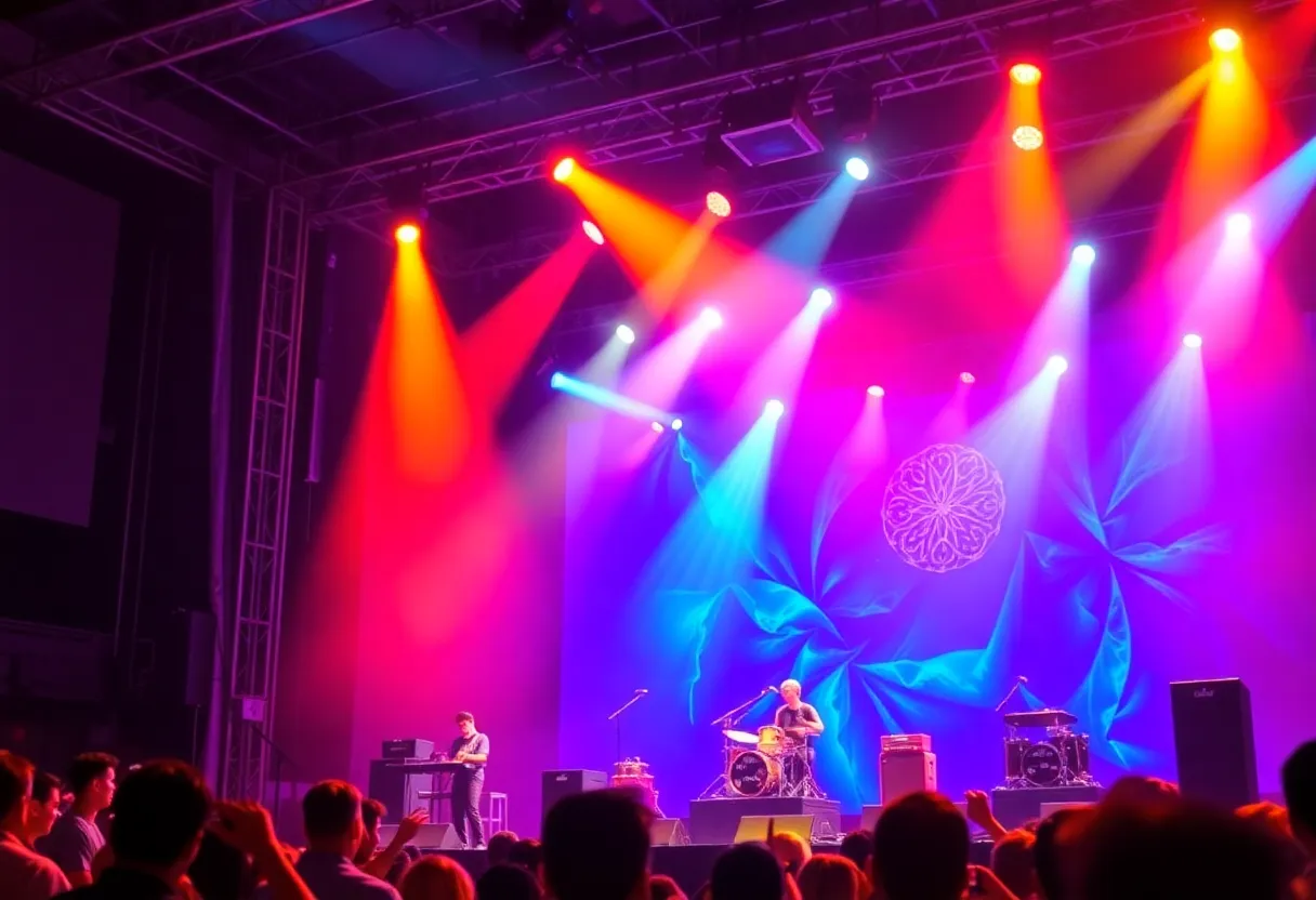 Live music performance stage with bright lights