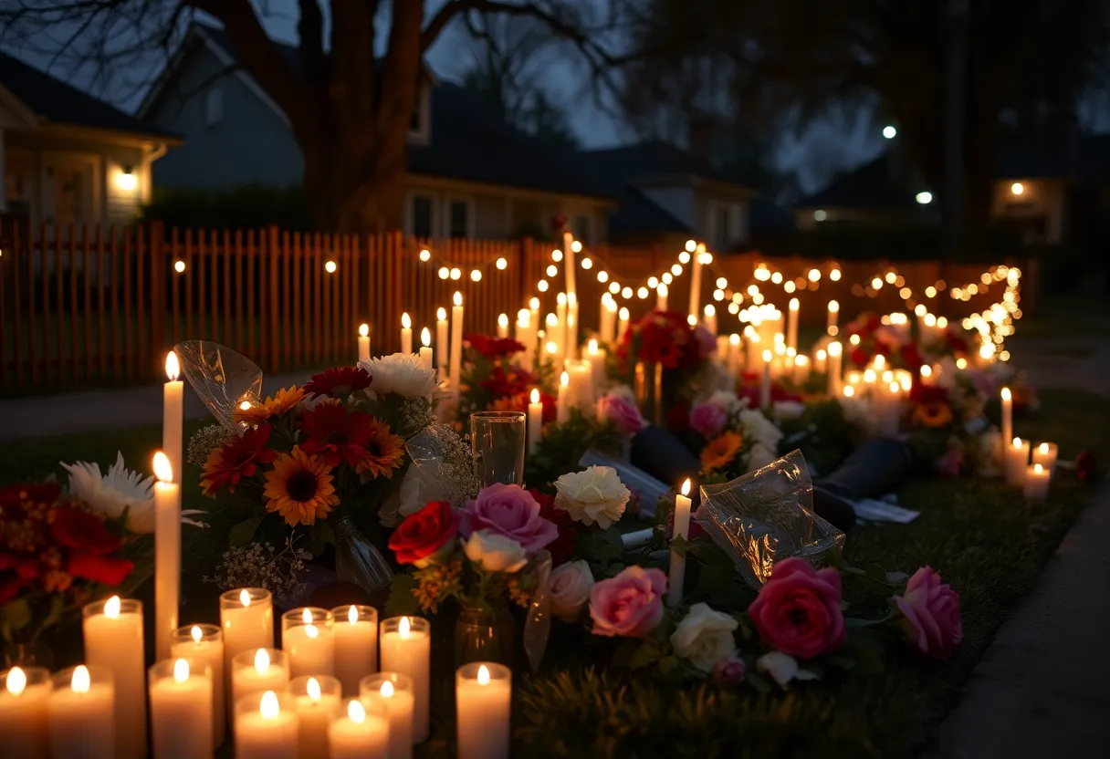 Vigil held for Khadija Derry in San Antonio with candles and flowers.