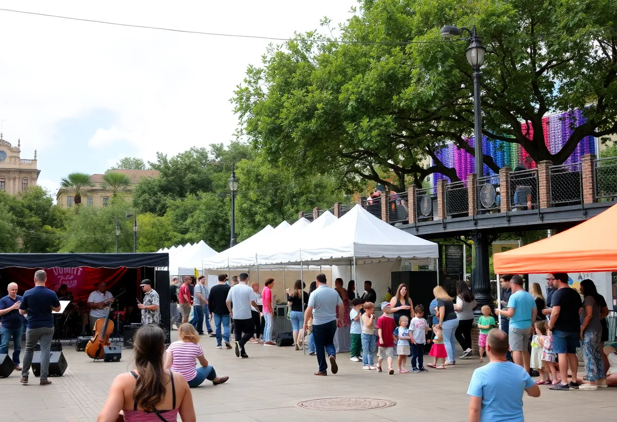 Crowd enjoying cultural events in San Antonio with music and performances