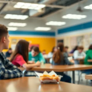 Cafeteria in East Central ISD during lunchtime
