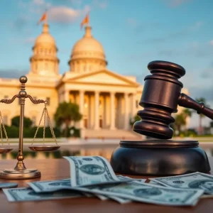 Abstract representation of a legal investigation involving finances