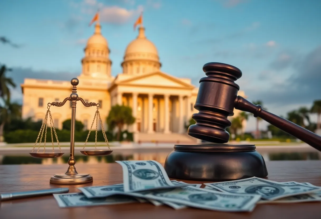 Abstract representation of a legal investigation involving finances