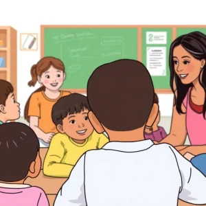 Illustration of a diverse classroom supporting autistic students