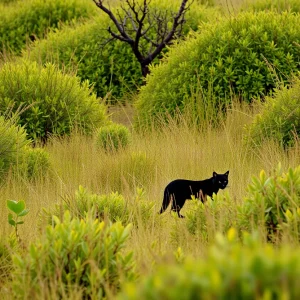 Elusive jaguarundi in a Texas landscape
