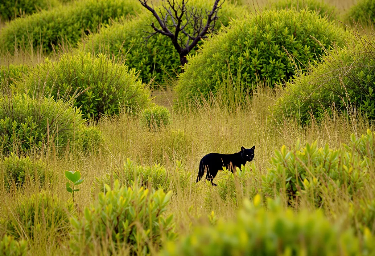 Elusive jaguarundi in a Texas landscape