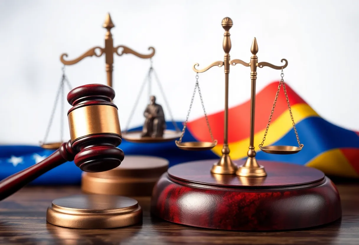 A representation of justice with gavel and scales for Venezuelan immigrants.