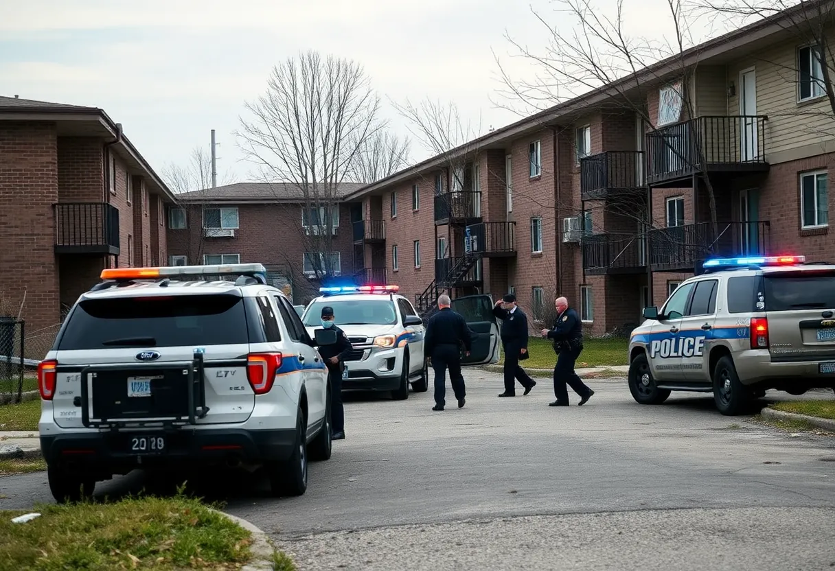 Police conducting a raid at abandoned apartments